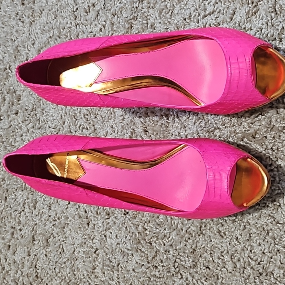 Platform peeptoe pumps 4 1/2 inches high